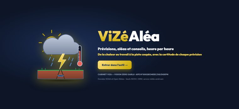 Page d'accueil de l'application ViZé Aléa du Cabinet ViZé