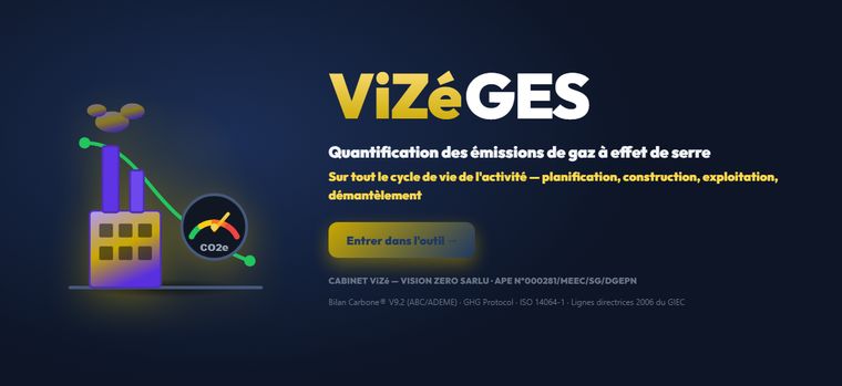 Page d'accueil de l'application ViZé GES du Cabinet ViZé